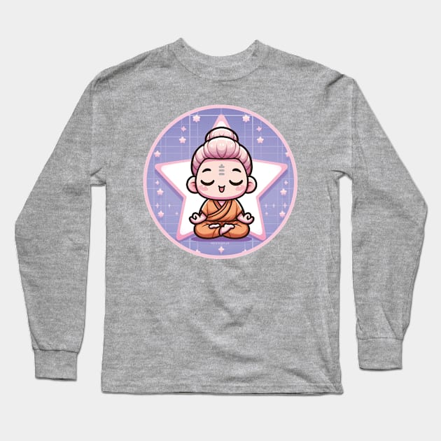 Chibi Budda God Meditating Long Sleeve T-Shirt by Pickledjo